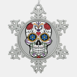 "Tag der Toten" Blumiger Zucker-Schädel-Schmuck Schneeflocken Zinn-Ornament