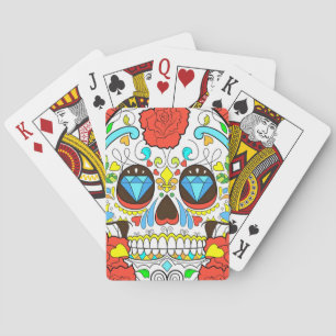 Tag der Toten Buntes Totenkopf-Kunst Spielkarten