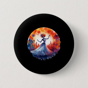 Tag der Toten Catrina Lady Zucker Schädel Dia De L Button