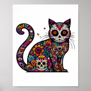 Tag der Toten Cinco de Mayo Katze Zucker Schädel D Poster