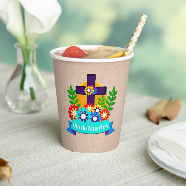 Tag der Toten Dämie Blume Familienkinder Pappbecher (In Situ)