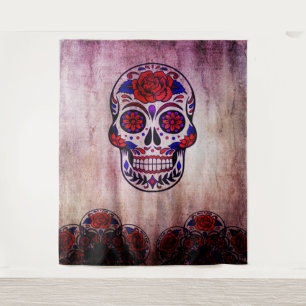 Tag der Toten Dia de Los Muertos Mauer Hintergrund Wandteppich