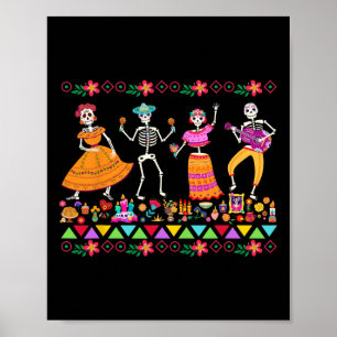 Tag der Toten Dia de Los Muertos mexikanisches Ske Poster