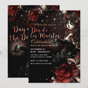 Tag der Toten Dia de los Muertos Rot Schwarz Einladung