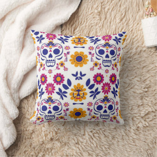 Tag der Toten   Día de Los Muertos Sugar Skull Kissen