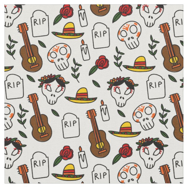 Tag der toten Doodle Stoff (Nahaufnahme)