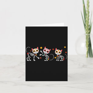 Tag der Toten farbenfrohe Skelettkatzen mexikanisc Karte