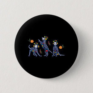 Tag der Toten Farbige Skelett-Hunde Mexikanisch Button