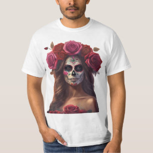 Tag der Toten Frau mit Rose T-Shirt