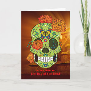 Tag der Toten für Sister Sugar Skull & Blume Karte
