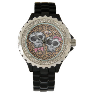 Tag der Toten Geparden Skull Dia de los Muertos Armbanduhr