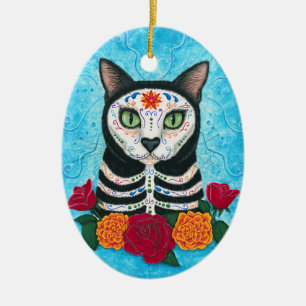 Tag der Toten Katze Zuckerkatze Kunst Keramik Ornament