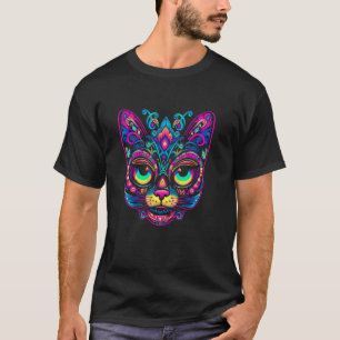TAG DER TOTEN KATZEN ZUCKERSCHÄDEL DIA DE LOS MUER T-Shirt