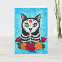 Tag der toten Katzen-Zuckerschädel-Kunst-Karte