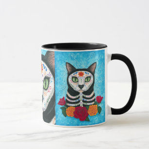 Tag der toten Katzen-Zuckerschädel-Kunst-Tasse Tasse
