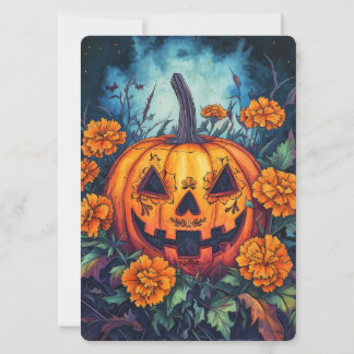 Tag der Toten Kürbis mit Marigold Surround Einladung