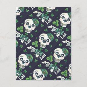TAG DER TOTEN LEPRECHAUN, ST. PADDY'S DAY SKULL FEIERTAGSPOSTKARTE