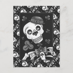 TAG DER TOTEN LEPRECHAUN, ST. PADDY'S DAY SKULL FEIERTAGSPOSTKARTE