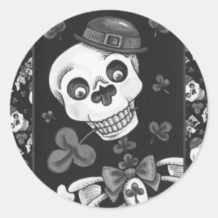 TAG DER TOTEN LEPRECHAUN, ST. PADDY'S DAY SKULL RUNDER AUFKLEBER