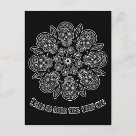 Tag der Toten Mandala Schwarze Hintergrundfarbe Postkarte