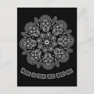Tag der Toten Mandala Schwarze Hintergrundfarbe Postkarte