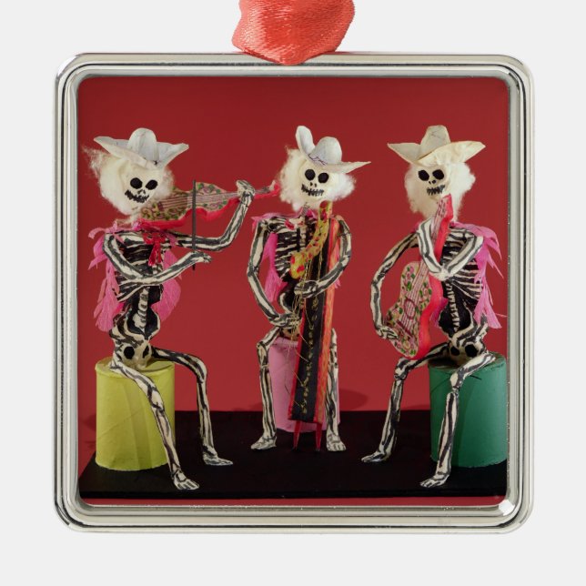 Tag der Toten: Mariachi, von Oaxaca Silbernes Ornament (Vorne)