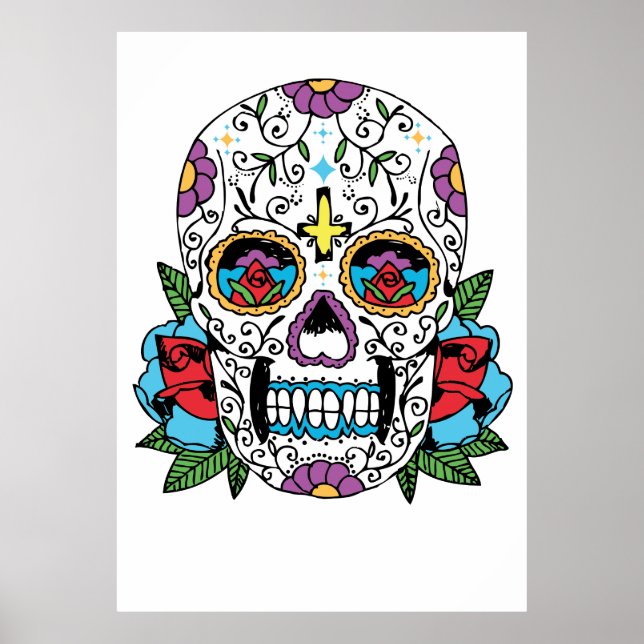 Tag der toten mexikanischen Skull Art Print Poster (Vorne)