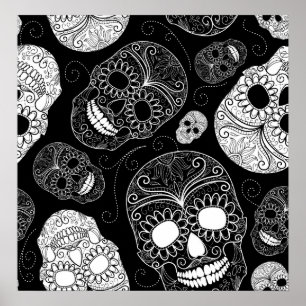 Tag der Toten Mosaik Kunst Schwarz & Weiß Poster
