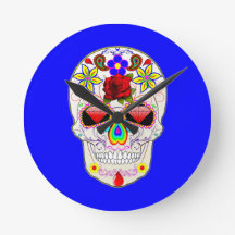 Tag der Toten Rose Skull on Blue