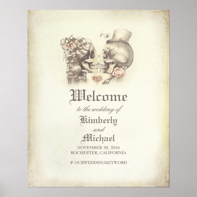 Tag der Toten Schädelkugel Begrüßung Begrüßungszei Poster (Vorne)