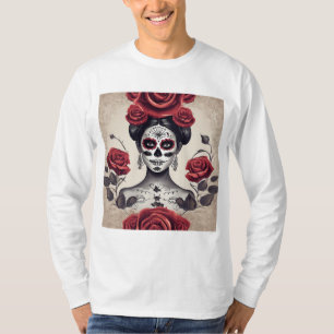 Tag der Toten Schönheit mit Rose T-Shirt