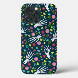 Tag der Toten Skelett Hände Floral Schwarz Case-Mate iPhone Hülle