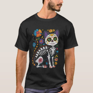 Tag der Toten T-Shirt Katze Zucker Schädel Mexikan