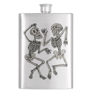 Tag der Toten tanzende Skelette Flasche Flachmann