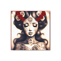 TAG DER TOTEN TATTOO SCHÖNHEIT PORTRAIT ROSE