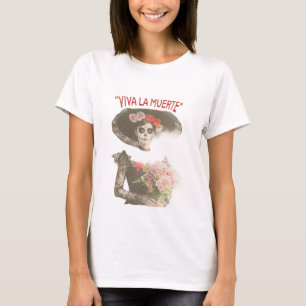 Tag der Toten Vintage-Skelett-Kunst-T-Shirt T-Shirt