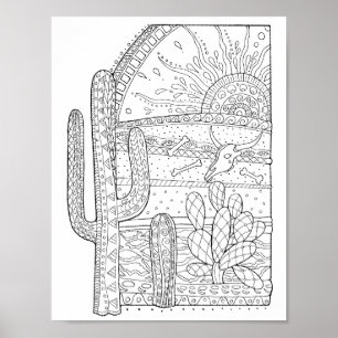 Tag der Toten Wüste Kaktus Farbseite Kunst Poster