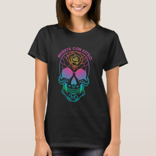 Tag der Toten Zucker-Schädel-Blumen-Muerte mit Sti T-Shirt