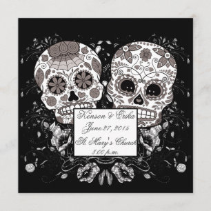 Tag der Toten Zucker-Schädel-Hochzeit oder Party-E Einladung