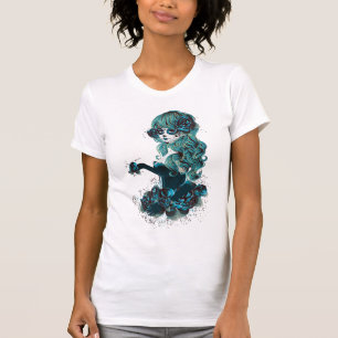 Tag der Toten Zucker-Schädel-Make-up Mädchen T-Shirt