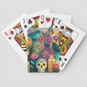 Tag der Toten Zucker-Schädel-Ofrenda-Altar Spielkarten