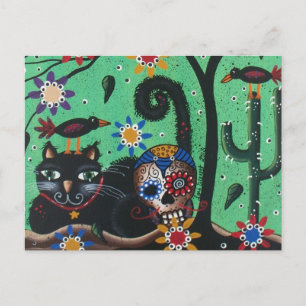 Tag der Toten, Zuckerrüben, schwarze Katze, von Lo Postkarte