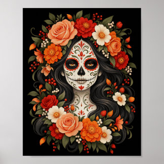 Tag der Toten Zuckerschädel Catrina Totentag Poster
