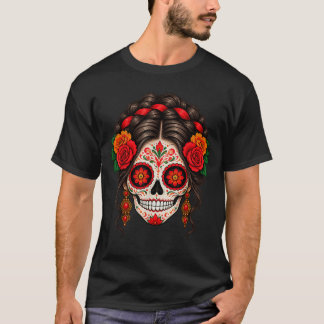Tag der Toten Zuckerschädel Catrina Toter Tag T-Shirt