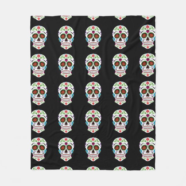 TAG DER TOTEN ZUCKERSKULL FLEECEDECKE (Vorderseite)