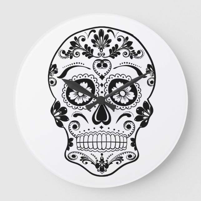 TAG DER TOTEN ZUCKERSKULL GROßE WANDUHR (Vorderseite)