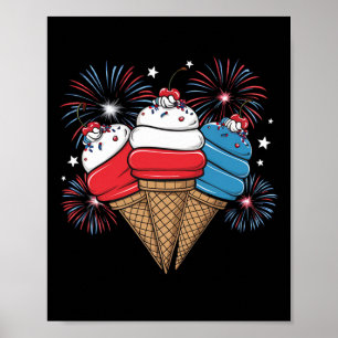 Tag der Unabhängigkeit 4. Juli Eiscreme Frauen Män Poster