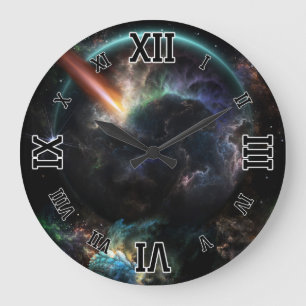 Tag des Asteroiden SciFi Fraktal Art Große Wanduhr