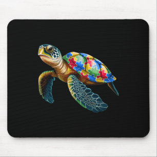 Tag des Autismus: niedliche Schildkröte und Puzzle Mousepad
