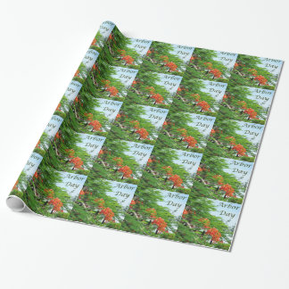 Tag des Baums-rotes Flammen-Baum-Packpapier Geschenkpapier
